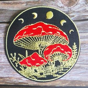 Magic Mushroom Moon Phases Magick New Age Embroidered Iron on Patch.